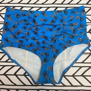 Torrid Blue Pineapple Print High-Waisted Bikini Bottoms size 2